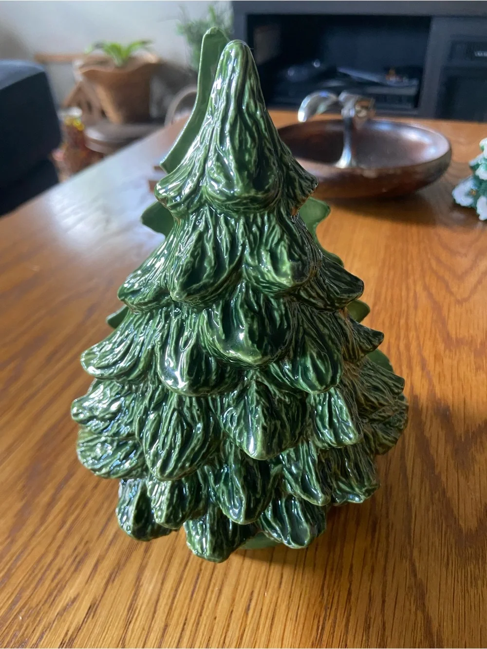 Vintage Hand Painted Ceramic Christmas Tree Napkin Holder
